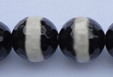 CAG1882 15.5 inches 14mm faceted round tibetan agate beads wholesale