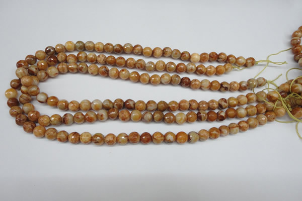 CAG1886 15.5 inches 8mm faceted round lemon crazy lace agate beads