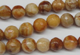 CAG1887 15.5 inches 10mm faceted round lemon crazy lace agate beads