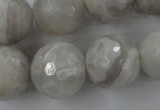 CAG1910 15.5 inches 18mm faceted round grey agate beads wholesale