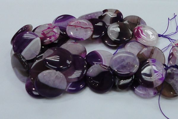 CAG201 15.5 inches 30mm flat round purple agate gemstone beads