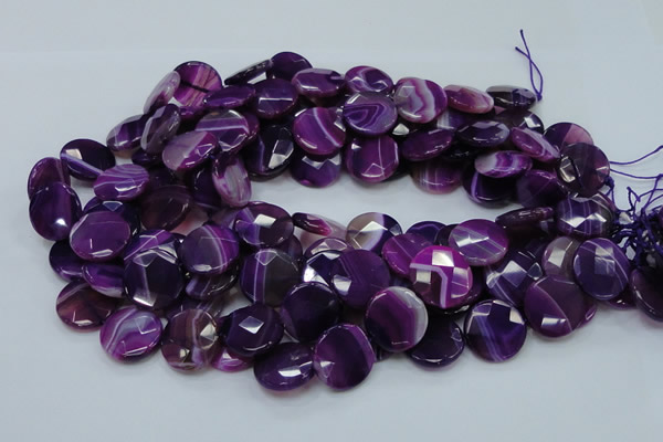 CAG203 15.5 inches 20mm faceted coin purple agate gemstone beads