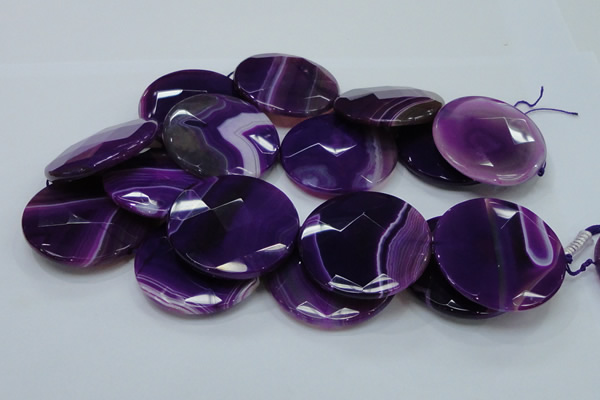 CAG205 15.5 inches 50mm faceted coin purple agate gemstone beads