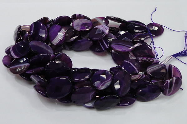 CAG208 15.5 inches 18*25mm faceted oval purple agate gemstone beads