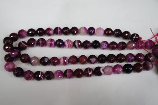 CAG2087 15.5 inches 10mm faceted round fuchsia line agate beads