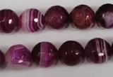 CAG2088 15.5 inches 12mm faceted round fuchsia line agate beads