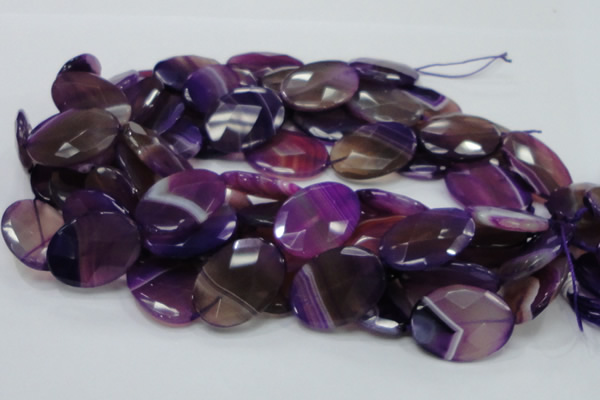 CAG209 15.5 inches 22*30mm faceted oval purple agate gemstone beads