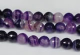 CAG2095 15.5 inches 8mm faceted round purple line agate beads