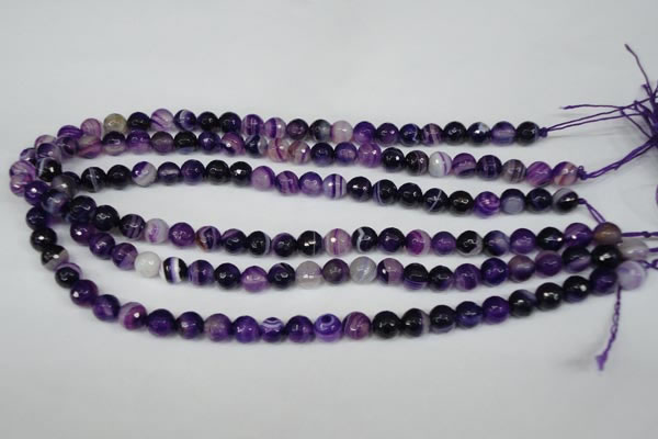 CAG2095 15.5 inches 8mm faceted round purple line agate beads