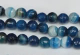 CAG2103 15.5 inches 6mm faceted round blue line agate beads