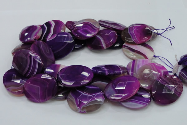 CAG211 15.5 inches 30*40mm faceted oval purple agate gemstone beads