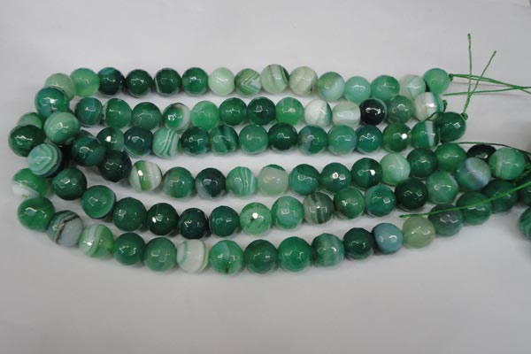 CAG2114 15.5 inches 10mm faceted round green line agate beads