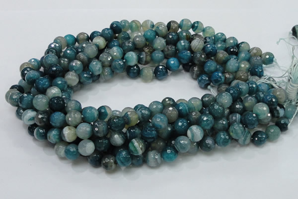 CAG215 15.5 inches 10mm faceted round blue agate gemstone beads