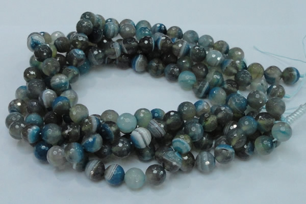 CAG216 15.5 inches 12mm faceted round blue agate gemstone beads