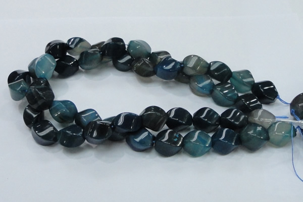 CAG220 15.5 inches 13*18mm twisted blue agate gemstone beads