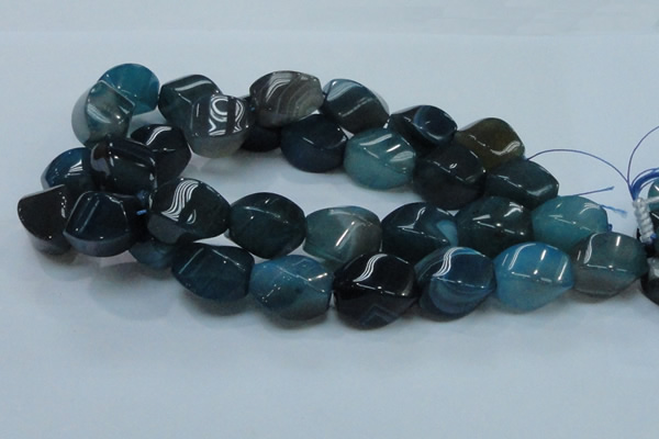 CAG221 15.5 inches 17*25mm twisted blue agate gemstone beads