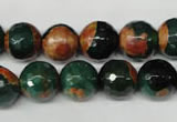 CAG2224 15.5 inches 12mm faceted round fire crackle agate beads