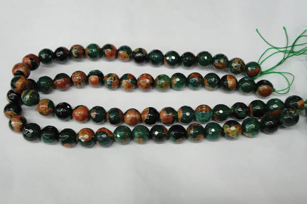 CAG2224 15.5 inches 12mm faceted round fire crackle agate beads