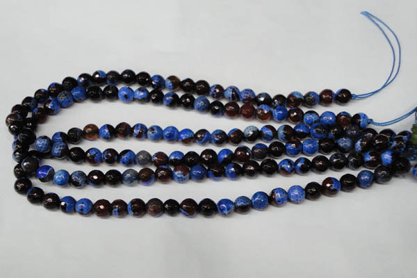 CAG2232 15.5 inches 8mm faceted round fire crackle agate beads