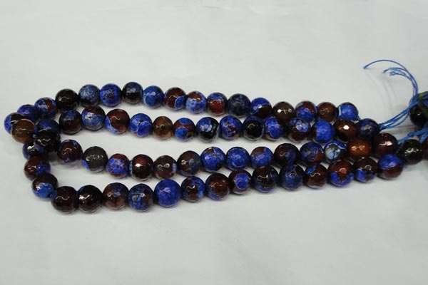 CAG2234 15.5 inches 12mm faceted round fire crackle agate beads