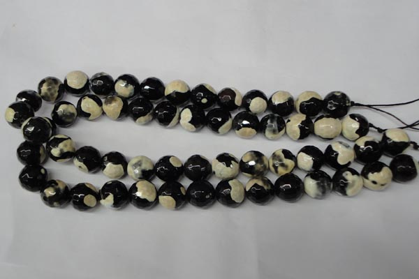 CAG2245 15.5 inches 14mm faceted round fire crackle agate beads