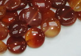 CAG225 15.5 inches 12mm flat round red agate gemstone beads