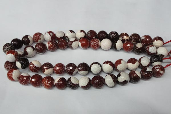 CAG2255 15.5 inches 14mm faceted round fire crackle agate beads