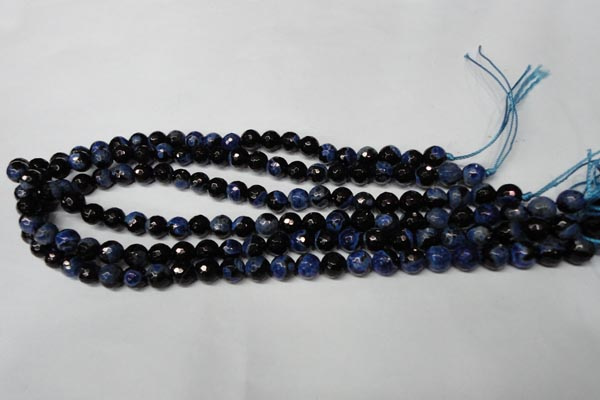 CAG2272 15.5 inches 8mm faceted round fire crackle agate beads