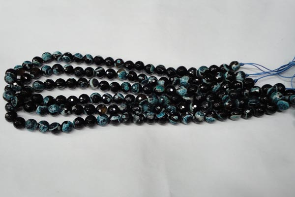 CAG2282 15.5 inches 8mm faceted round fire crackle agate beads