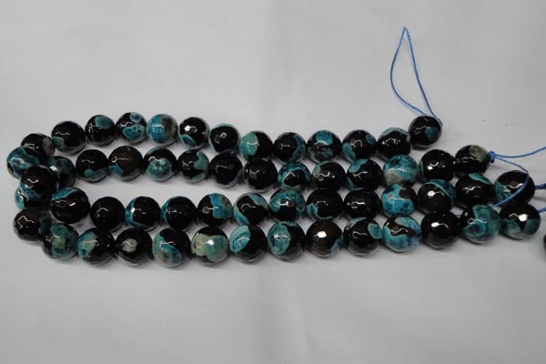 CAG2285 15.5 inches 14mm faceted round fire crackle agate beads