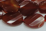 CAG229 15.5 inches 20*25mm faceted twisted oval red agate beads