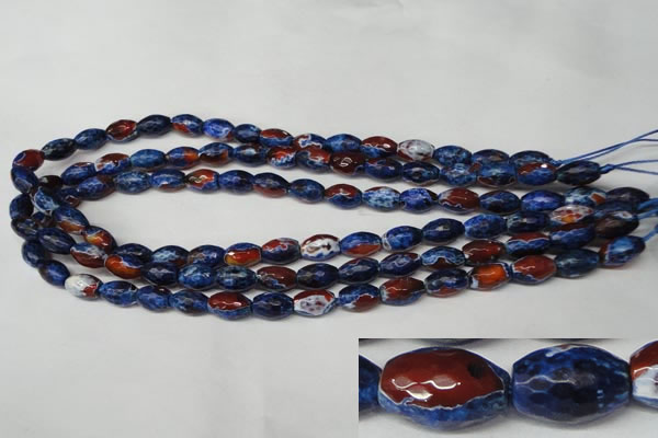 CAG2290 15.5 inches 8*12mm faceted rice fire crackle agate beads