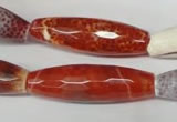 CAG2293 15.5 inches 12*40mm faceted rice fire crackle agate beads