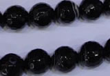 CAG2316 15.5 inches 12mm faceted round black line agate beads