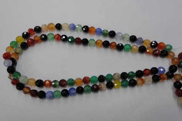 CAG2352 15.5 inches 8mm faceted round multi colored agate beads