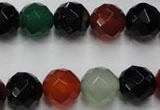 CAG2354 15.5 inches 12mm faceted round multi colored agate beads