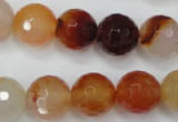 CAG2385 15.5 inches 14mm faceted round red agate beads wholesale