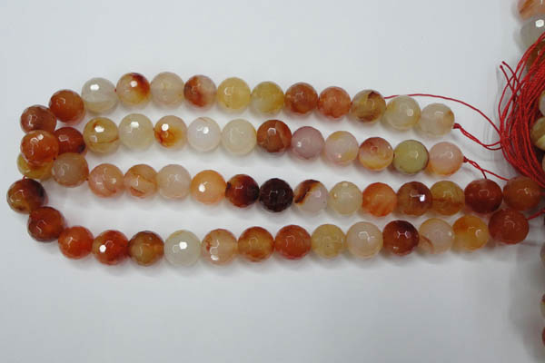 CAG2385 15.5 inches 14mm faceted round red agate beads wholesale