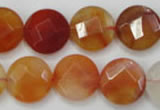 CAG2396 15.5 inches 20mm faceted coin red agate beads wholesale