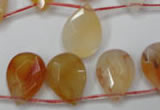 CAG2408 Top-drilled 13*18mm faceted flat teardrop red agate beads