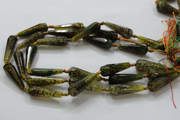 CAG246 15.5 inches 13*40mm faceted teardrop dragon veins agate beads