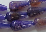 CAG249 15.5 inches 13*28mm teardrop dragon veins agate beads