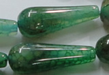 CAG253 15.5 inches 15*40mm teardrop green dragon veins agate beads