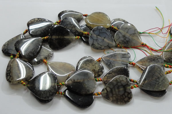 CAG257 15.5 inches 35*35mm heart dragon veins agate gemstone beads