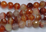 CAG2702 15.5 inches 8mm faceted round red line agate beads