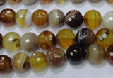 CAG2711 15.5 inches 6mm faceted round yellow line agate beads