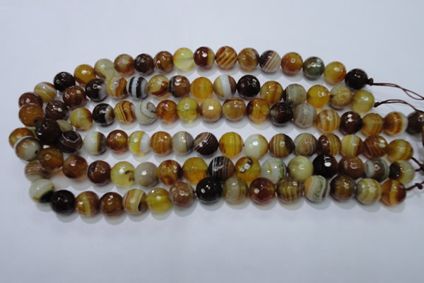 CAG2711 15.5 inches 6mm faceted round yellow line agate beads