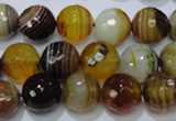 CAG2714 15.5 inches 12mm faceted round yellow line agate beads