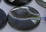 CAG2738 15.5 inches 30*40mm faceted oval grey line agate beads