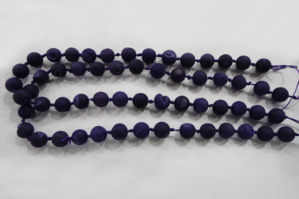 CAG2800 15.5 inches 10mm round matte druzy agate beads whholesale